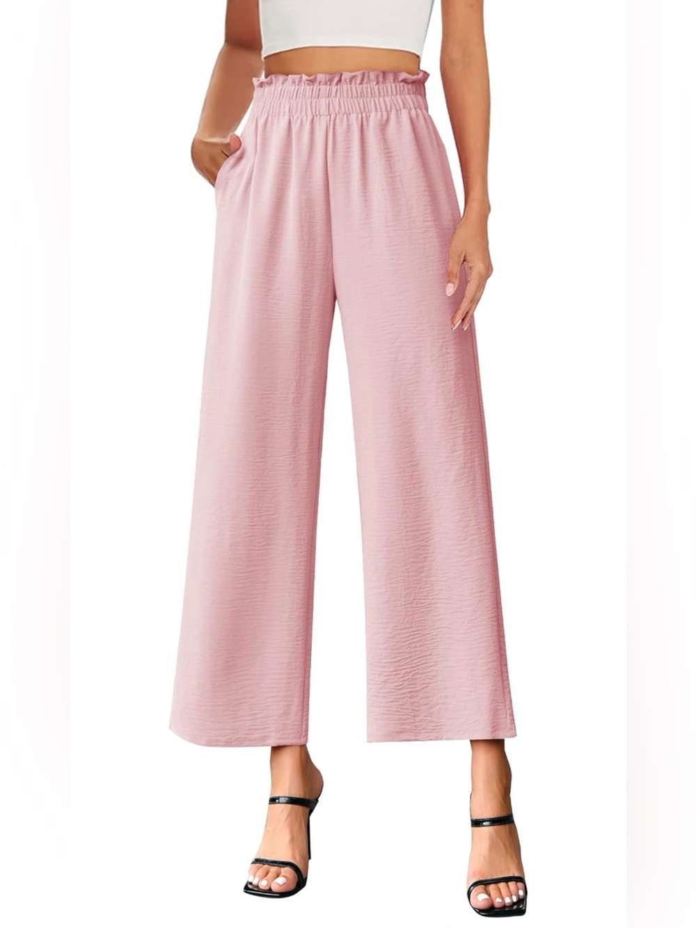 Febriajuce Store Women's Wide Leg Trousers Elastic High waisted Palazzo Pants